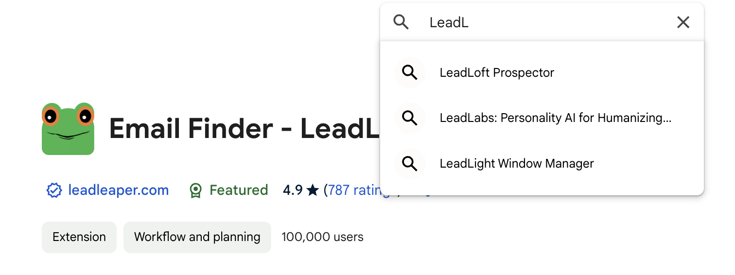 LeadLeaper’s active store page